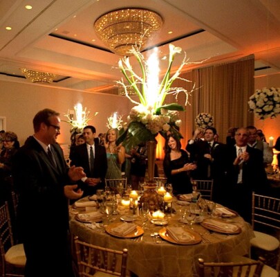 Illuminated Centerpieces (wireless) as bridge and groom came into Metallica's Enter Sandman Sparkling Centerpieces